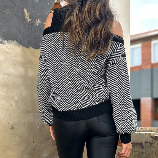 Off Shoulder Knitted Sweater