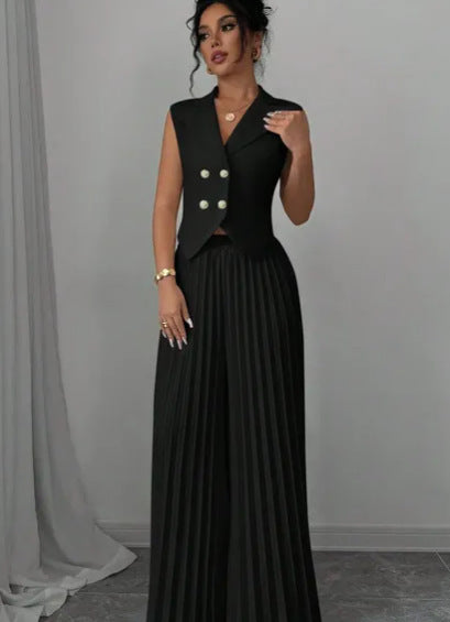 Polished Pleats Vest Set
