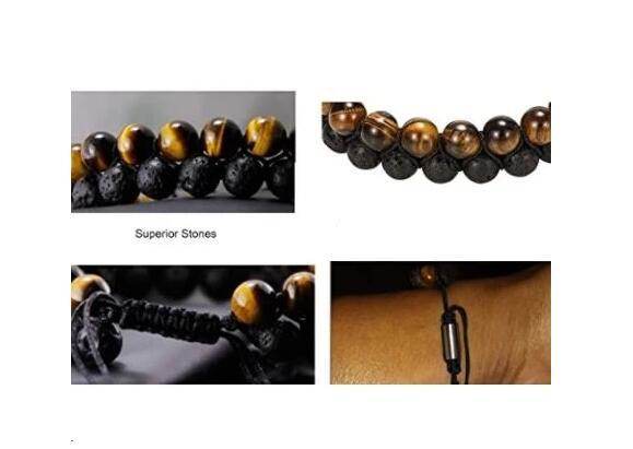 Men's Tiger's Eye & Lava Stone Bracelet - Subtle Shine Jewelry Co.