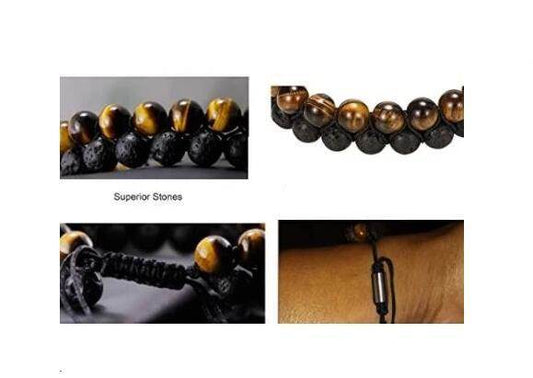 Men's Tiger's Eye & Lava Stone Bracelet - Subtle Shine Jewelry Co.