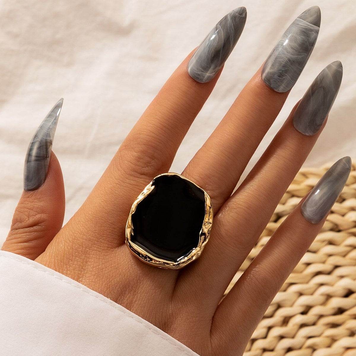 Bohemian Black Stone Gold Ring - Subtle Shine Jewelry Co.