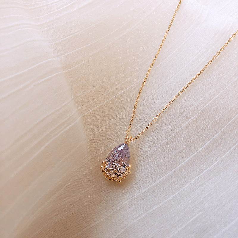 Crystal Water Drop Pendant Necklace - Subtle Shine Jewelry Co.