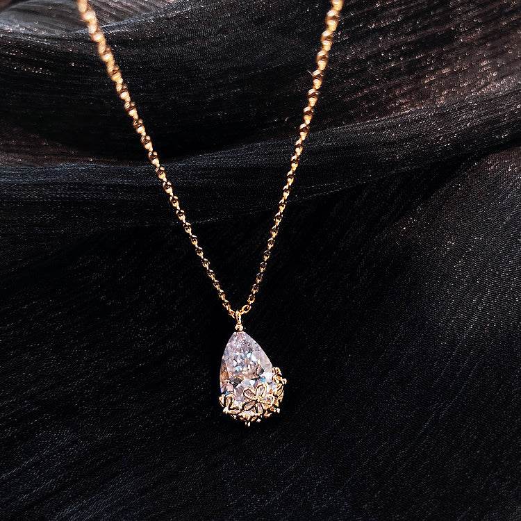 Crystal Water Drop Pendant Necklace - Subtle Shine Jewelry Co.