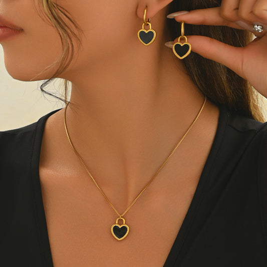 18K Gold Plated Luxe Heart Reflection Jewelry Set