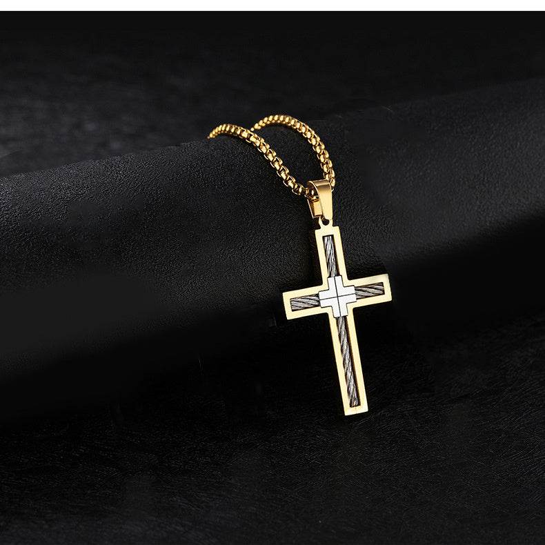 Men's Titanium Steel Cross Necklace - Subtle Shine Jewelry Co.