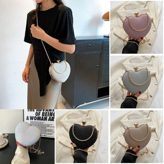 Heart-Shaped Clutch with Shoulder Crossbody - Subtle Shine Jewelry Co.