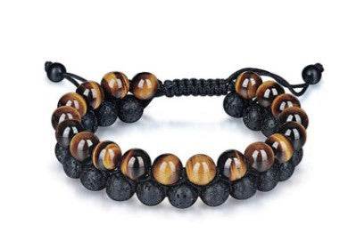 Men's Tiger's Eye & Lava Stone Bracelet - Subtle Shine Jewelry Co.