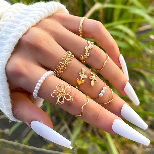 Bohemian Open Flower Ring Set