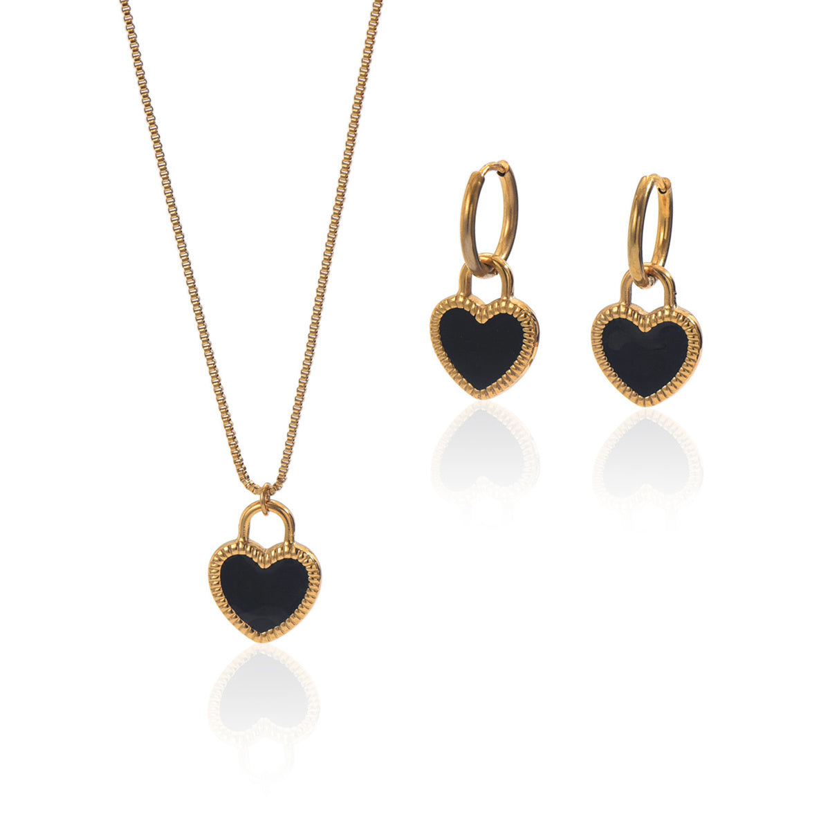 18K Gold Plated Luxe Heart Reflection Jewelry Set
