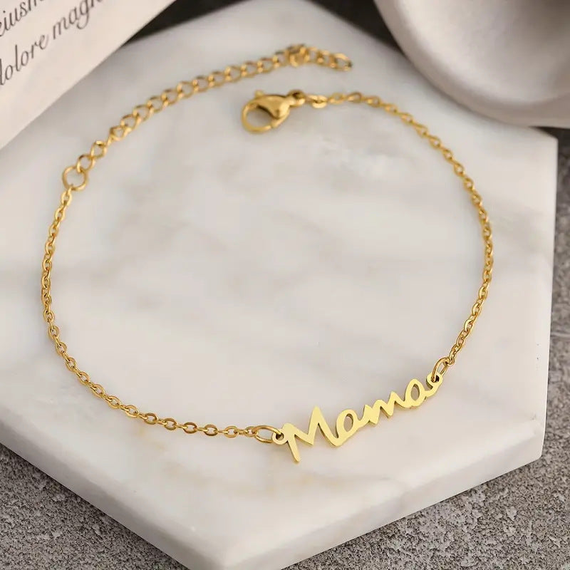 Gold “Mama” Stainless Steel Bracelet – Mother’s Day Gift