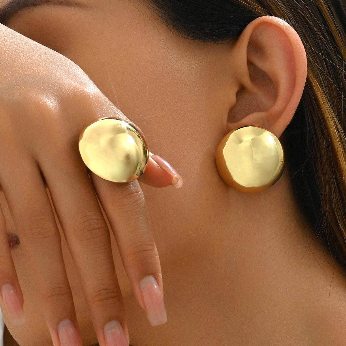 Gold Minimalist Earring and Ring Set - Subtle Shine Jewelry Co.