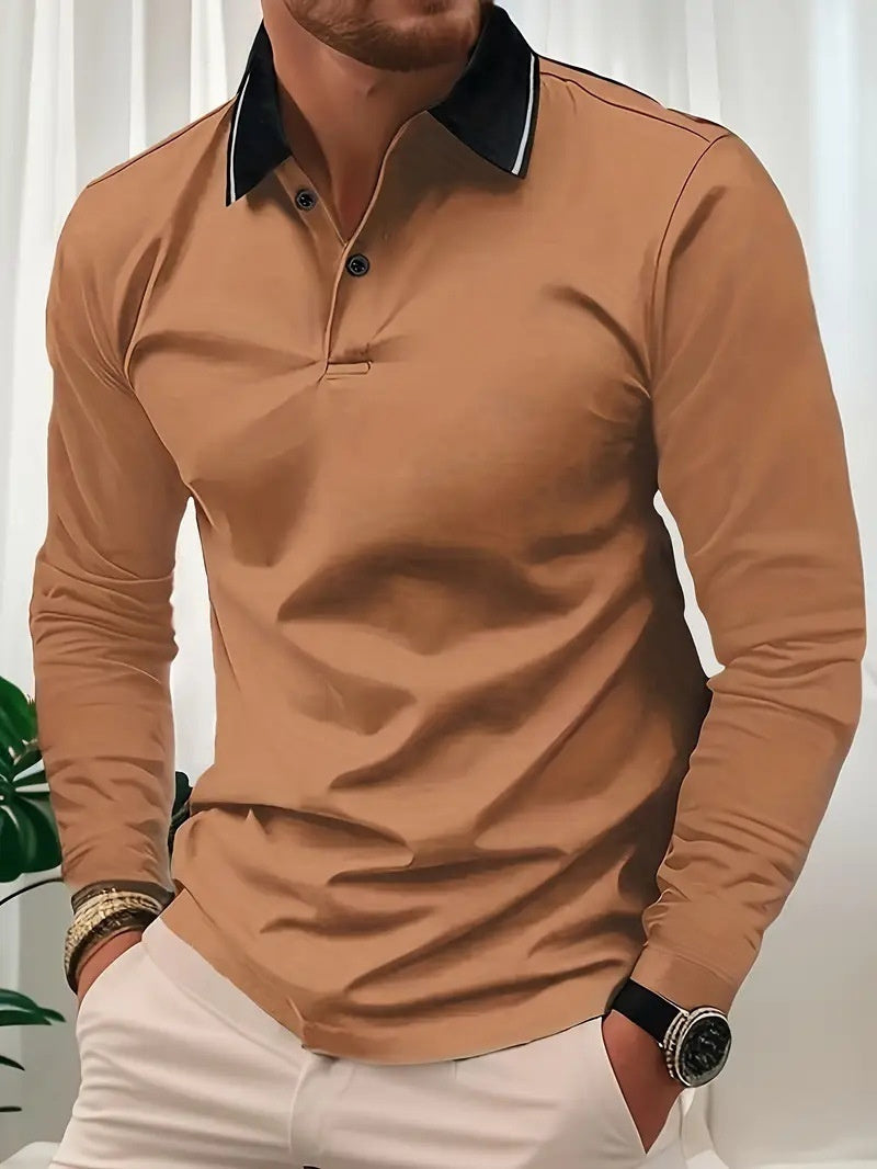 Men's Lapel Casual Long Sleeve Shirt