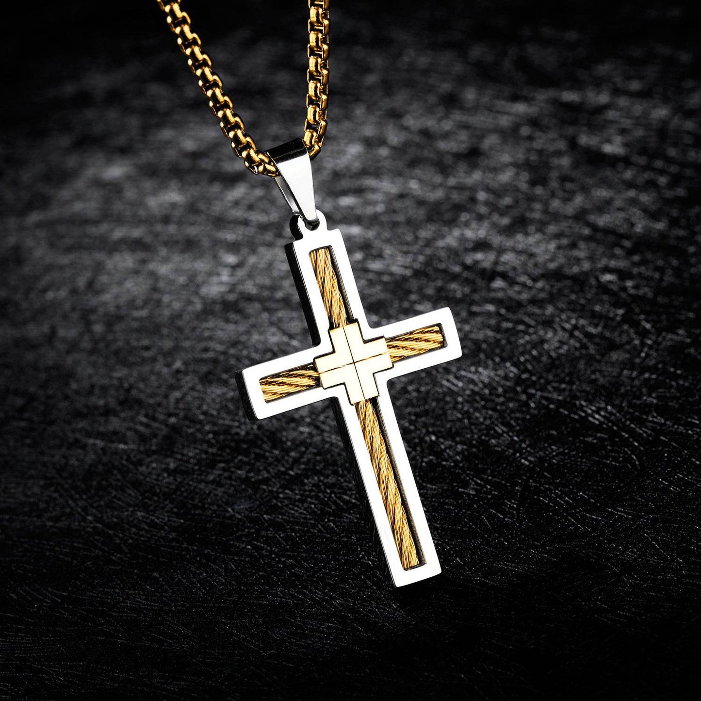 Men's Titanium Steel Cross Necklace - Subtle Shine Jewelry Co.