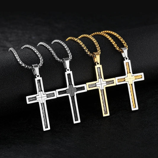 Men's Titanium Steel Cross Necklace - Subtle Shine Jewelry Co.