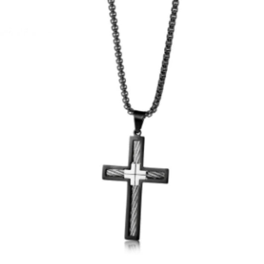 Men's Titanium Steel Cross Necklace - Subtle Shine Jewelry Co.