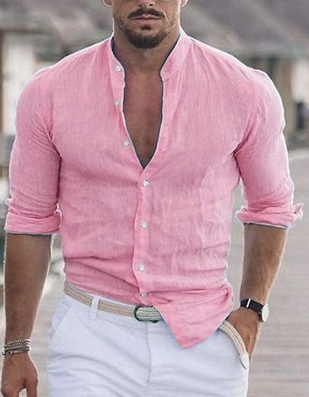 Long Sleeve Button Casual Solid Color Shirt