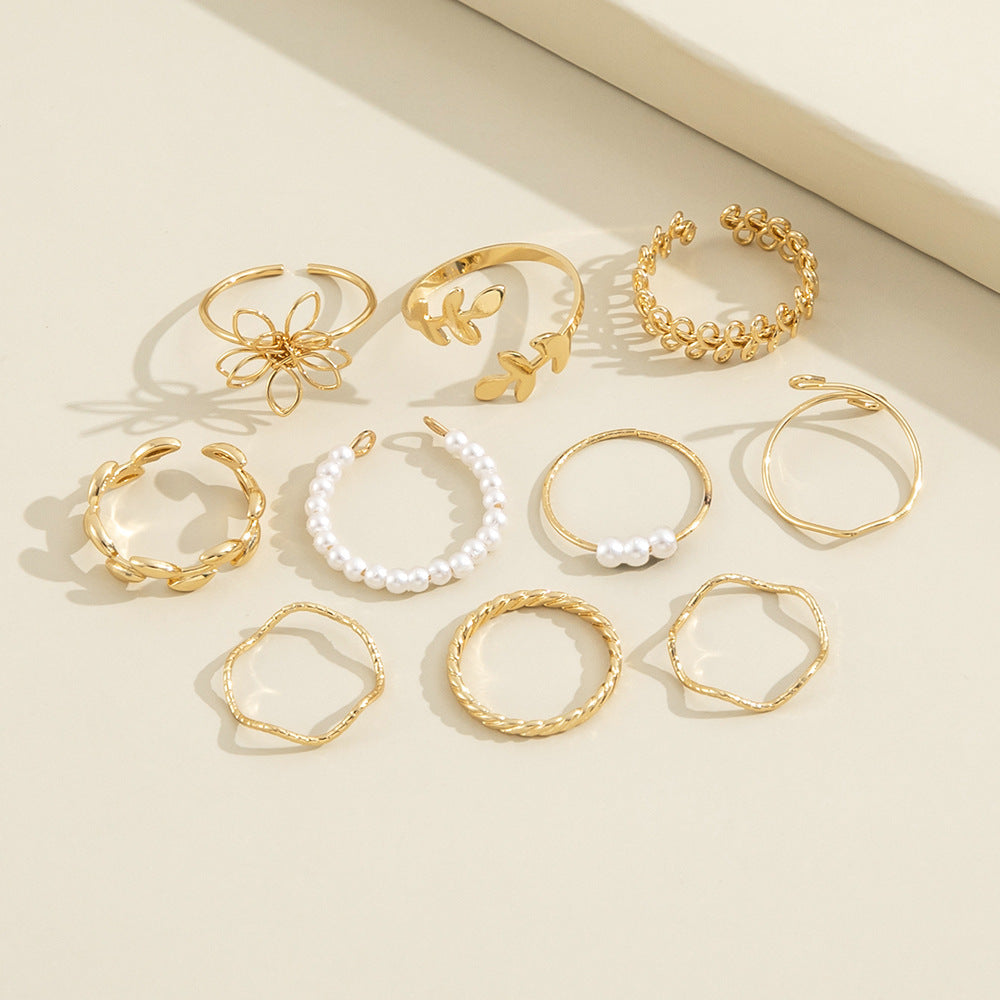 Bohemian Open Flower Ring Set