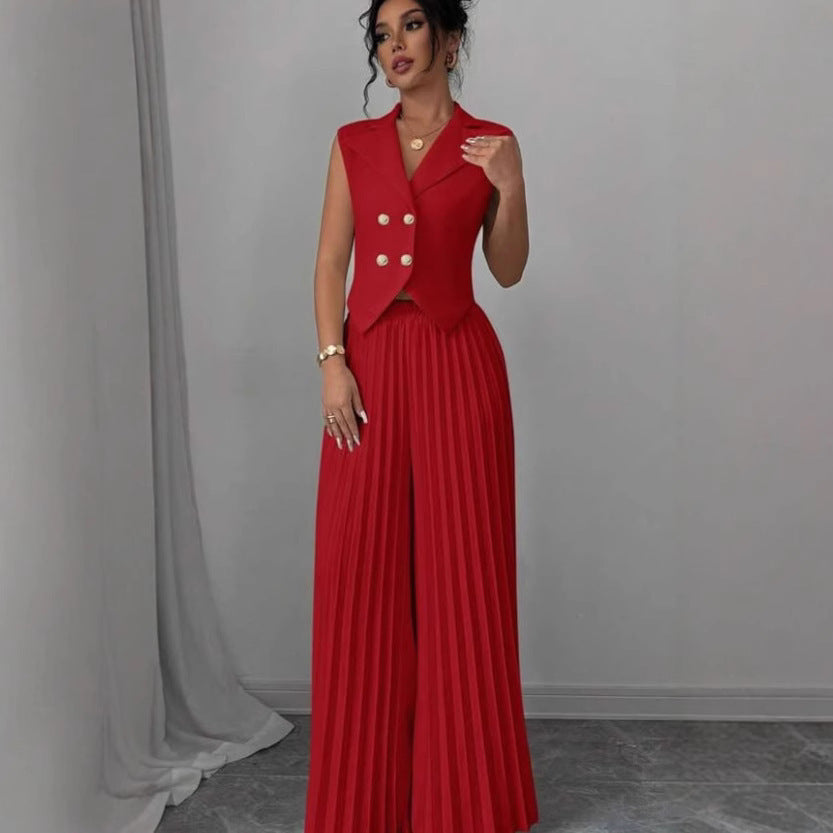 Polished Pleats Vest Set