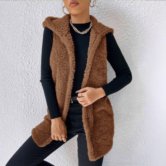 Casual Plush Hooded Vest