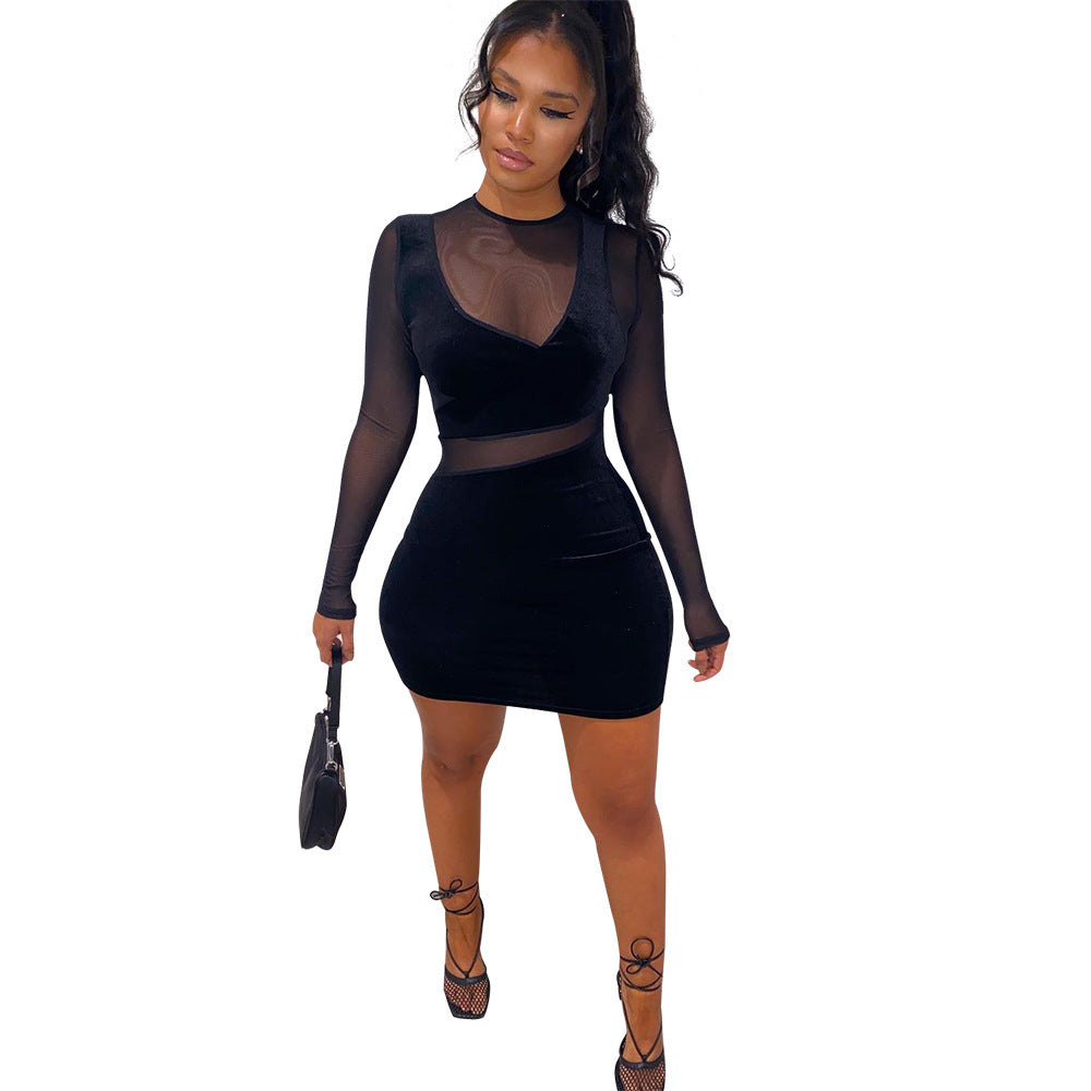 Black Mesh Shine Dress