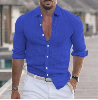 Long Sleeve Button Casual Solid Color Shirt