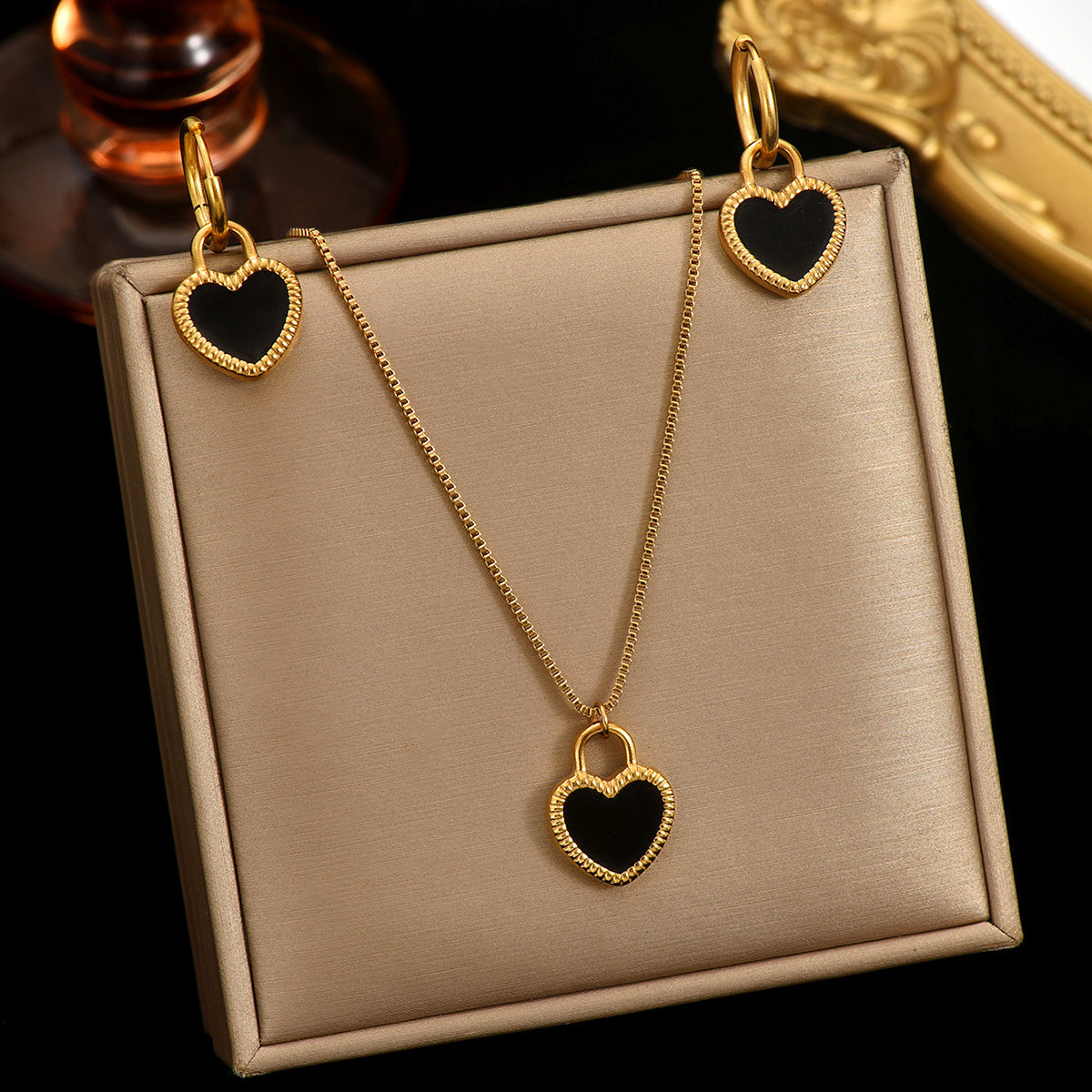 18K Gold Plated Luxe Heart Reflection Jewelry Set