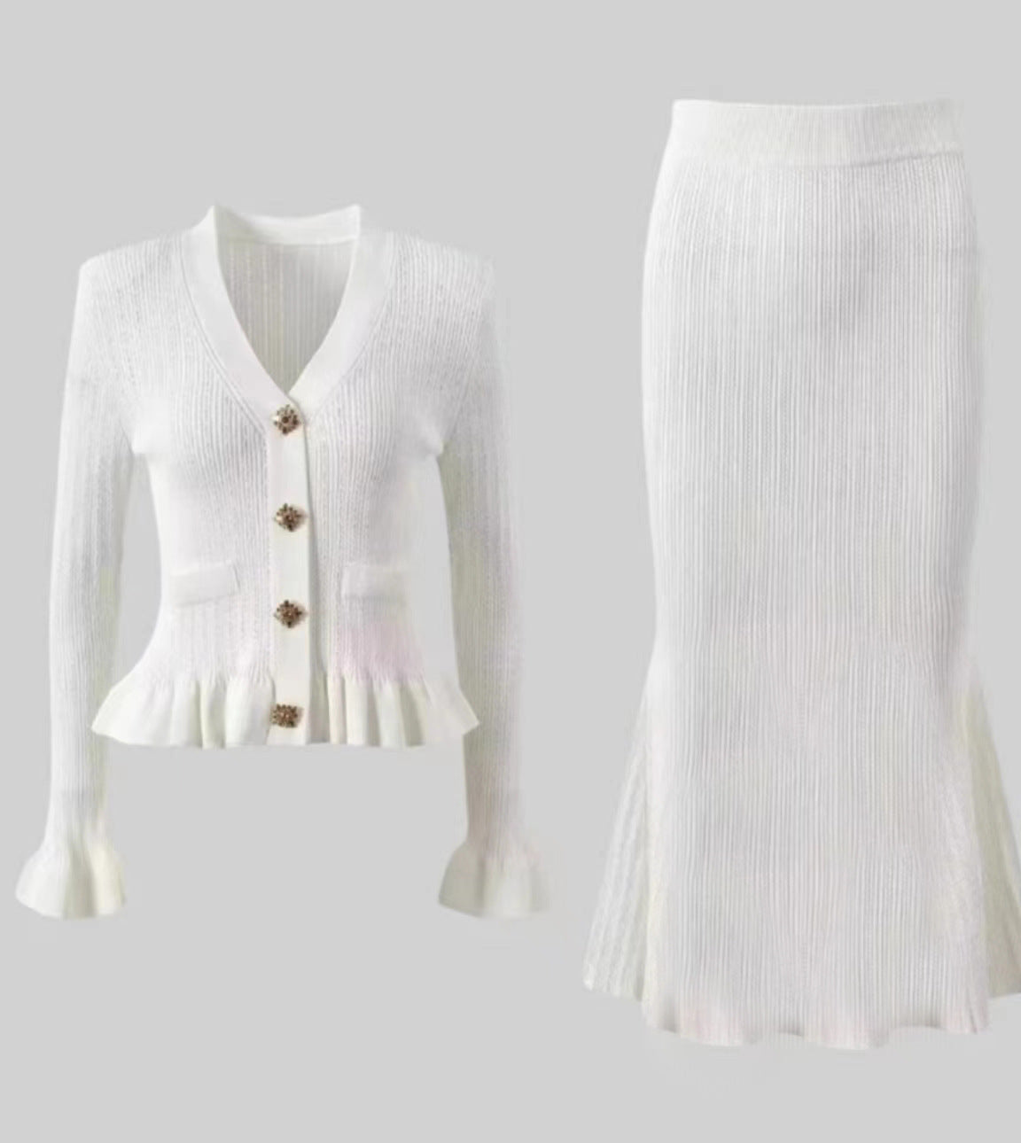 Two-Piece Ruffled Fall Midi Skirt Set