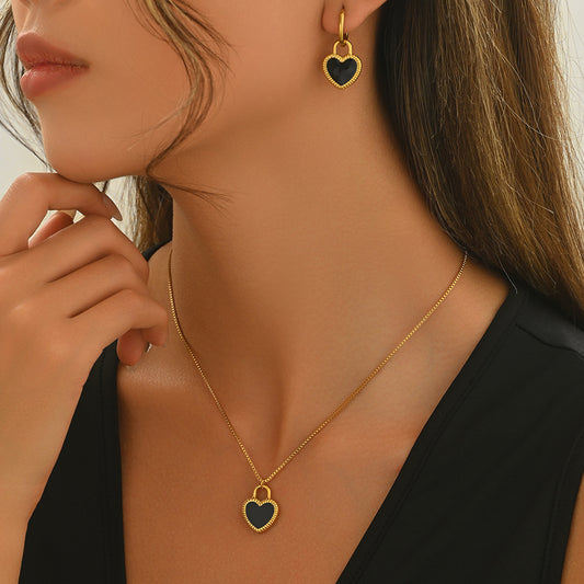 18K Gold Plated Luxe Heart Reflection Jewelry Set