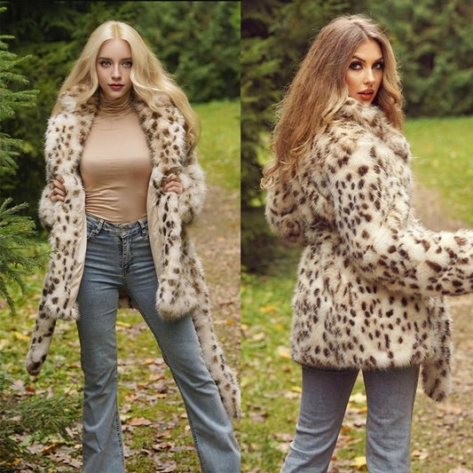 Temperament Fur Leopard Print Coat