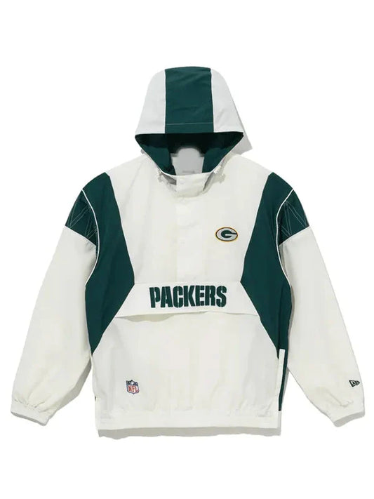 NFL Green Bay Packers Windbreaker White Anorak Jacket