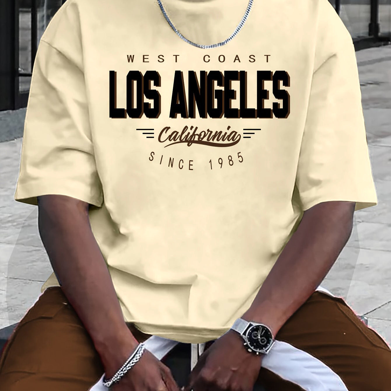 Men's LA Round Neck Printed Short Sleeve