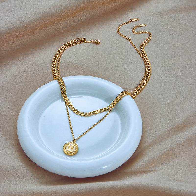 Multilayer Portrait Coin Pendant Necklace - Subtle Shine Jewelry Co.