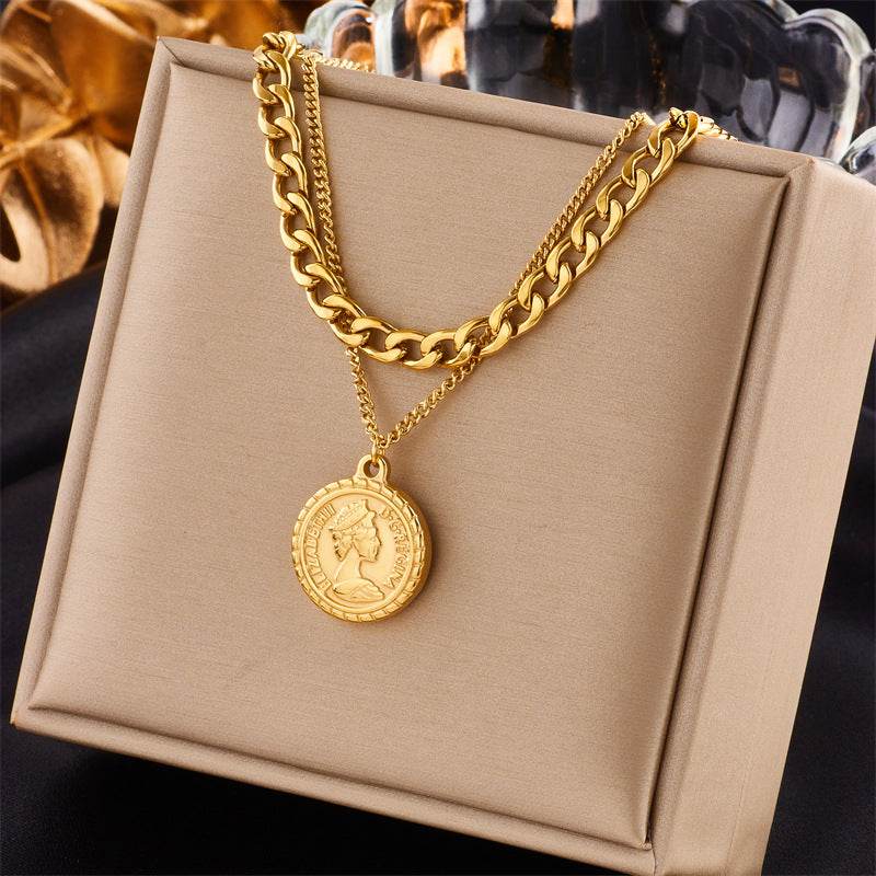 Multilayer Portrait Coin Pendant Necklace - Subtle Shine Jewelry Co.