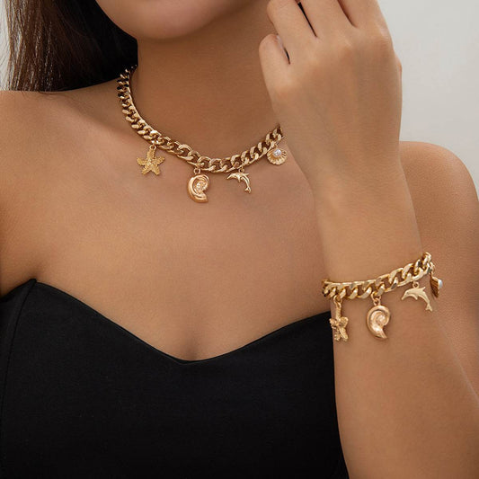 Boho Ocean Choker Necklace + Bracelet Set - Subtle Shine Jewelry Co.