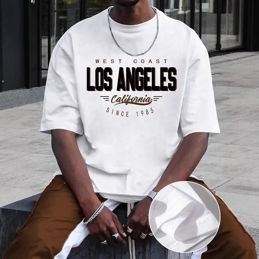 Men's LA Round Neck Printed Short Sleeve