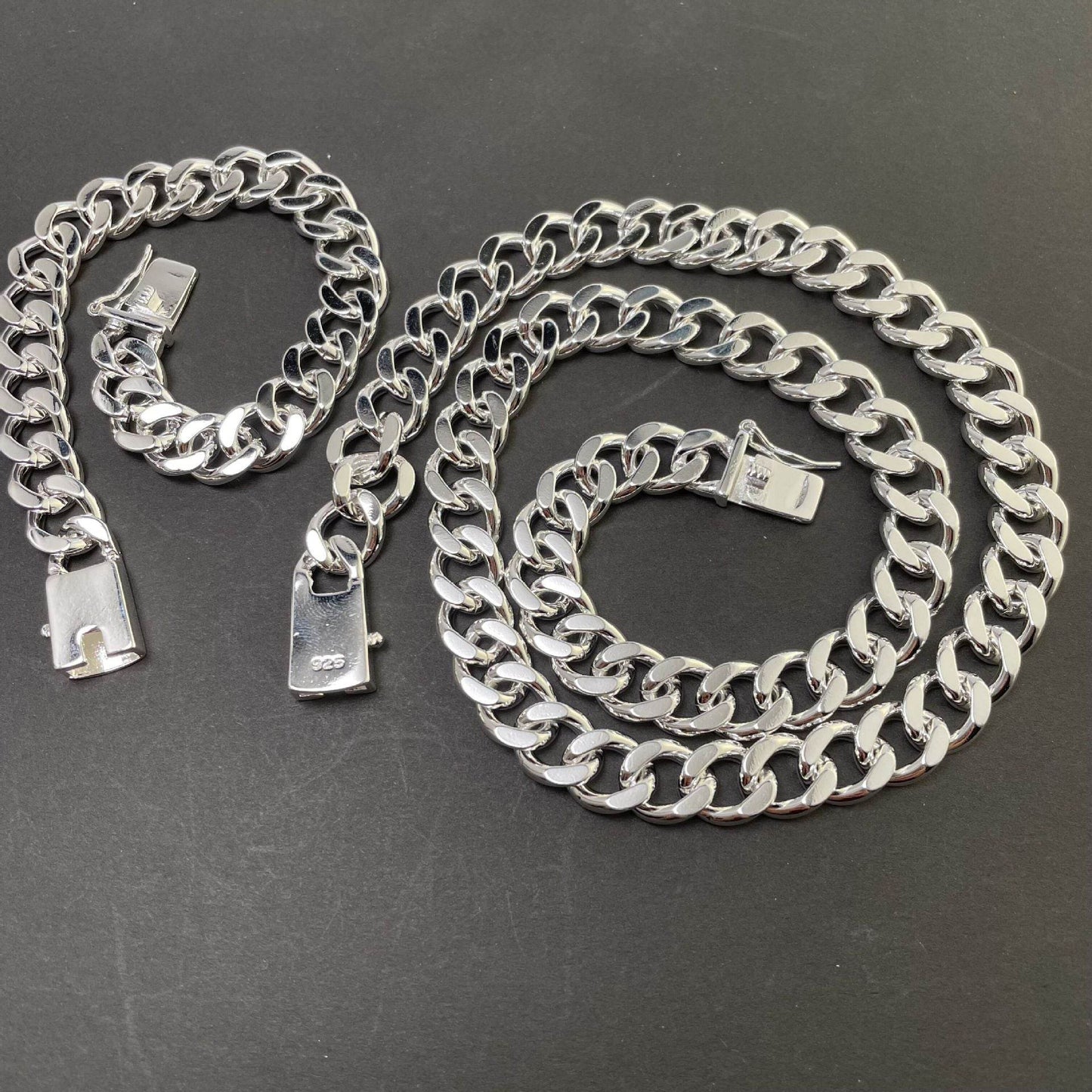 Men's 925 Silver Square Buckle Necklace + Bracelet Set - Subtle Shine Jewelry Co.