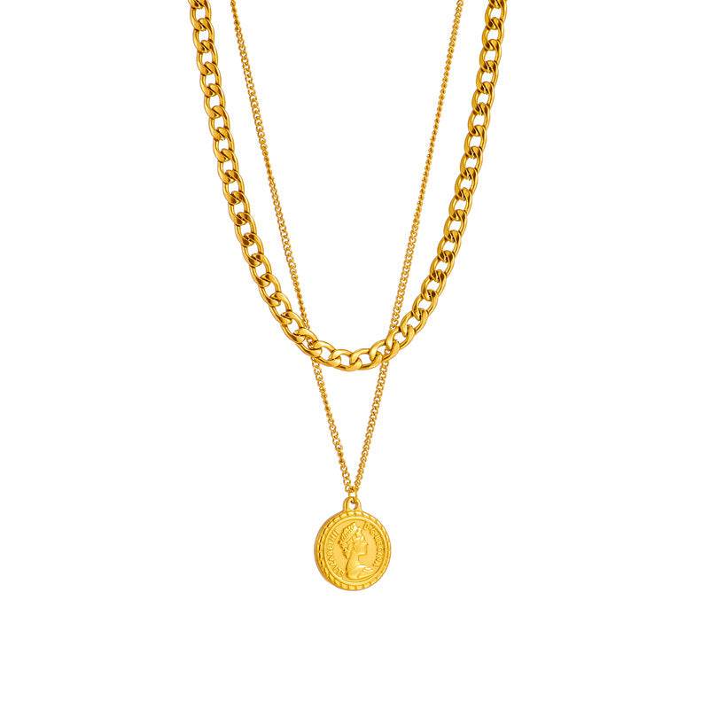 Multilayer Portrait Coin Pendant Necklace - Subtle Shine Jewelry Co.