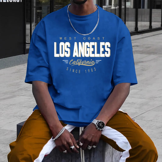 Men's LA Round Neck Printed Short Sleeve