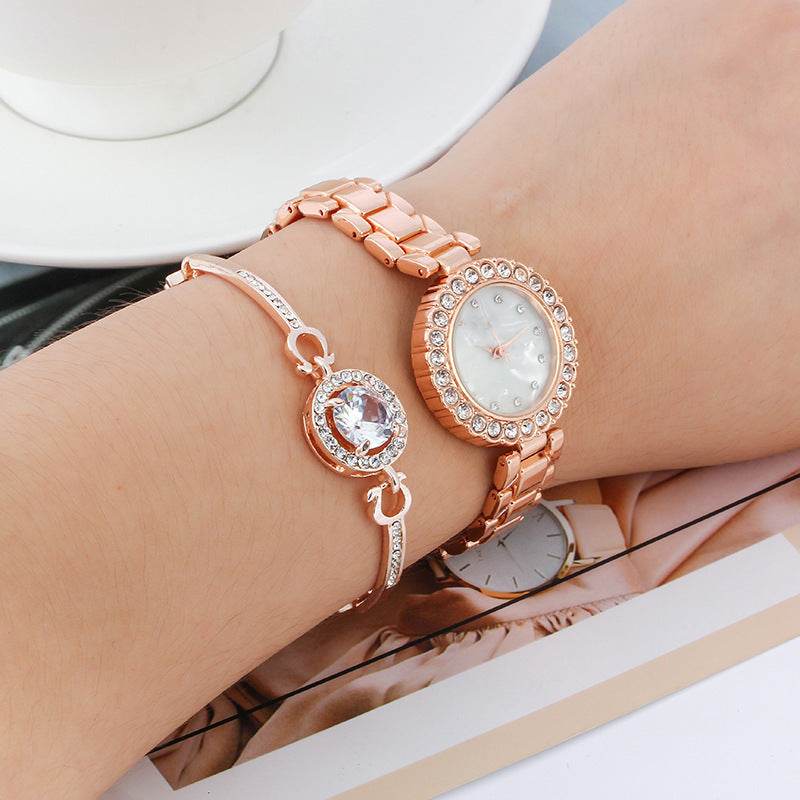 Women's Rose Gold and Silver Watch + Bracelet Set - Subtle Shine Jewelry Co.