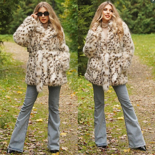 Temperament Fur Leopard Print Coat
