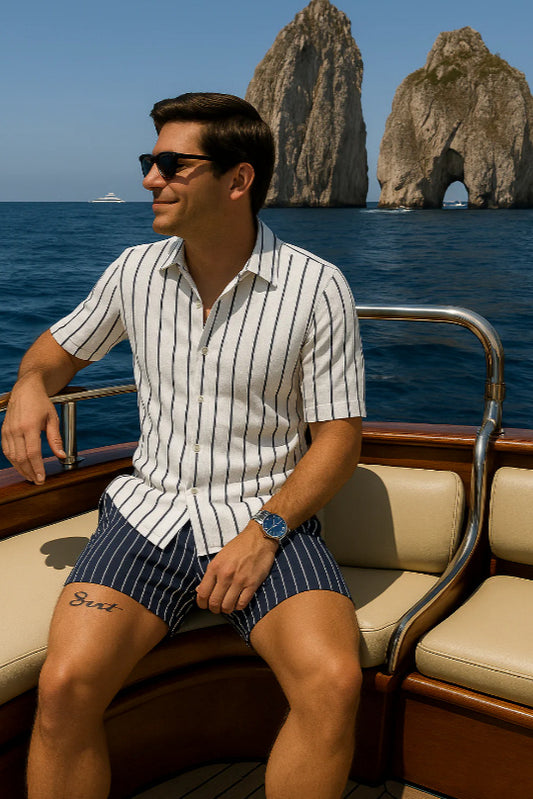 Men's Beach Shirt And Shorts Set