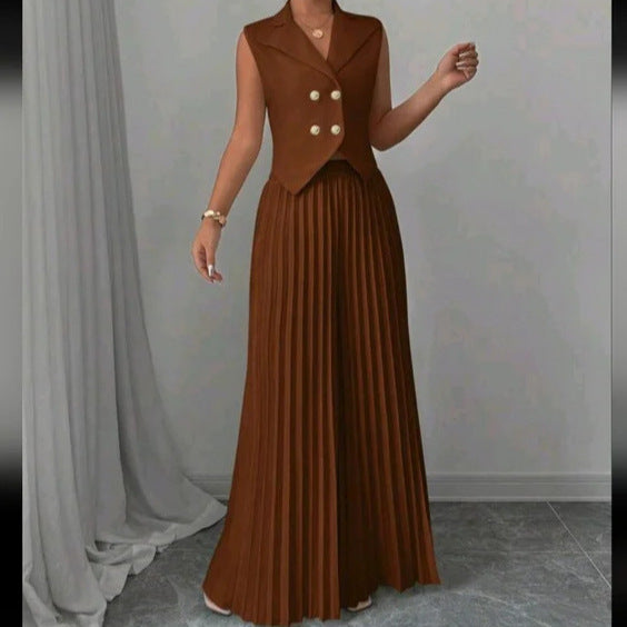 Polished Pleats Vest Set