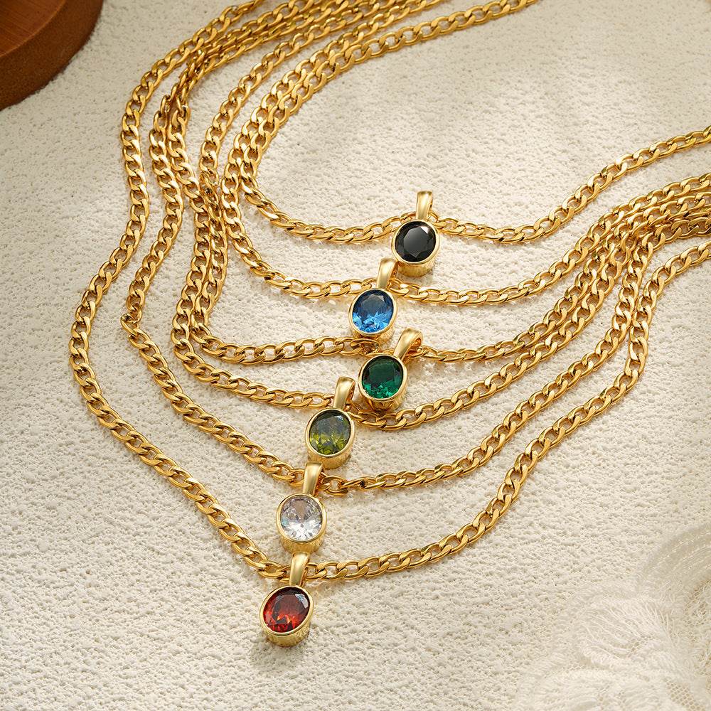 18K Spectrum Ice Gem Cuban Link Gold Necklace - Subtle Shine Jewelry Co.