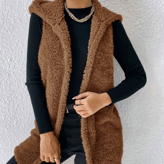 Casual Plush Hooded Vest