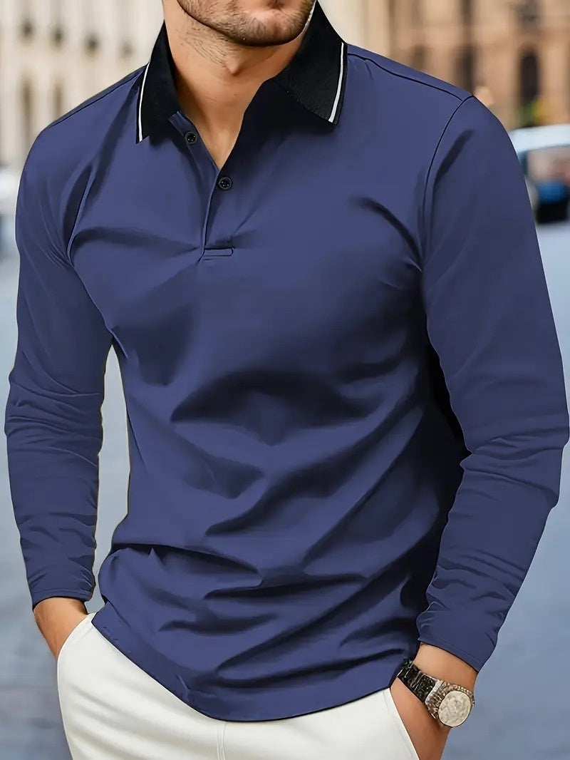 Men's Lapel Casual Long Sleeve Shirt