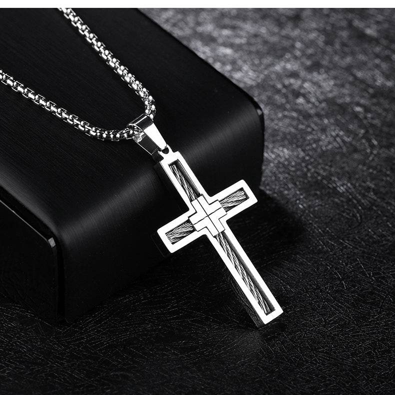 Men's Titanium Steel Cross Necklace - Subtle Shine Jewelry Co.