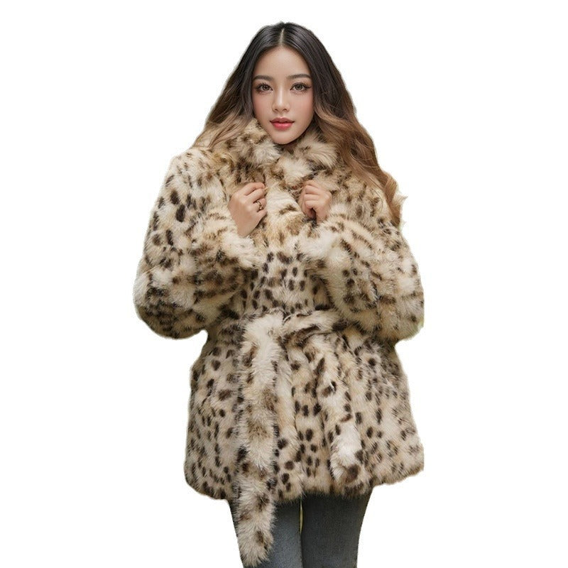 Temperament Fur Leopard Print Coat