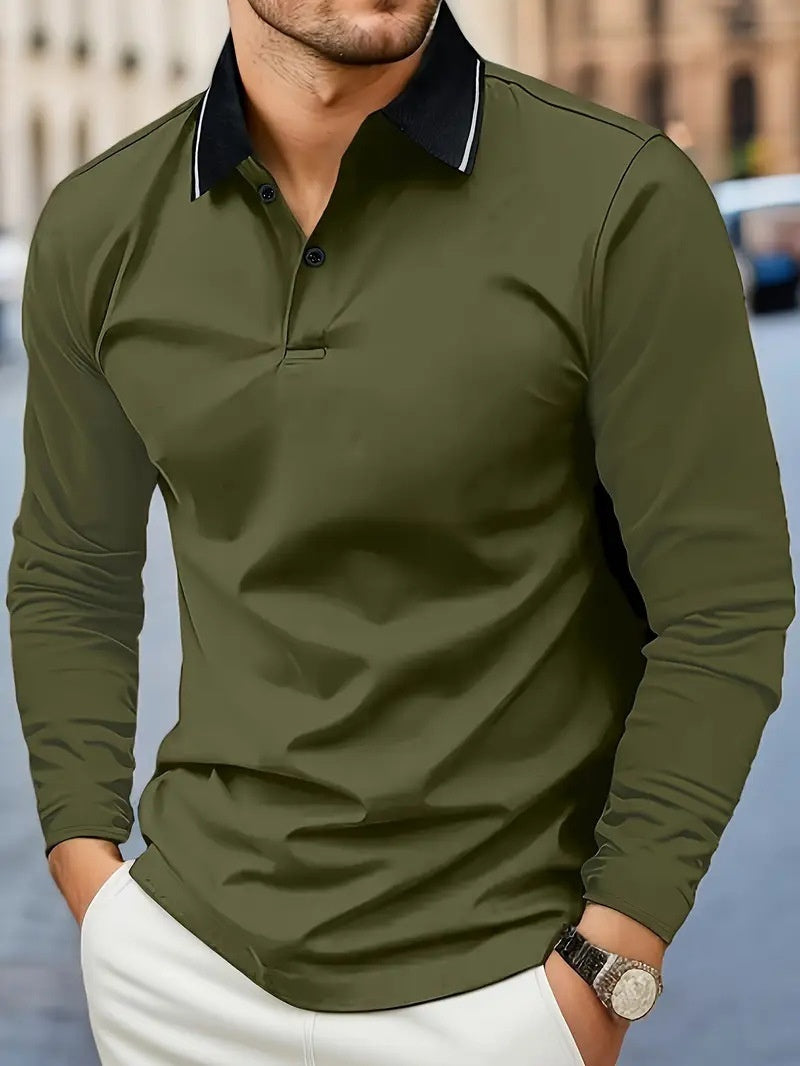 Men's Lapel Casual Long Sleeve Shirt