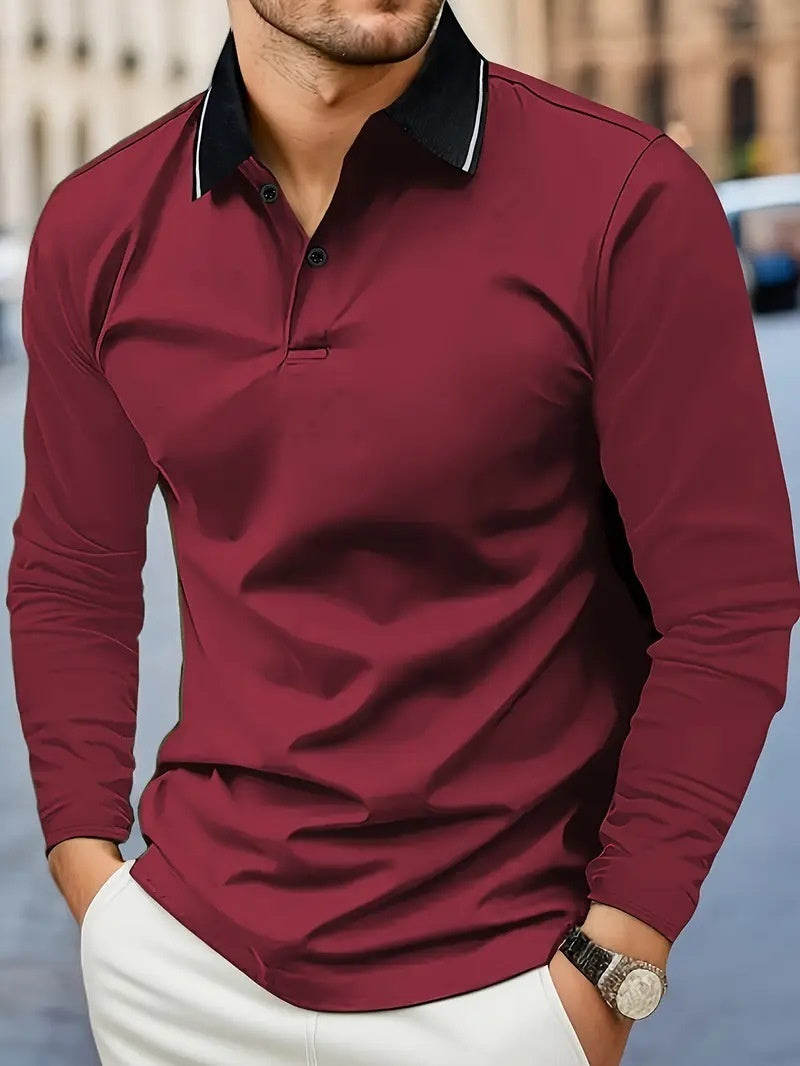 Men's Lapel Casual Long Sleeve Shirt