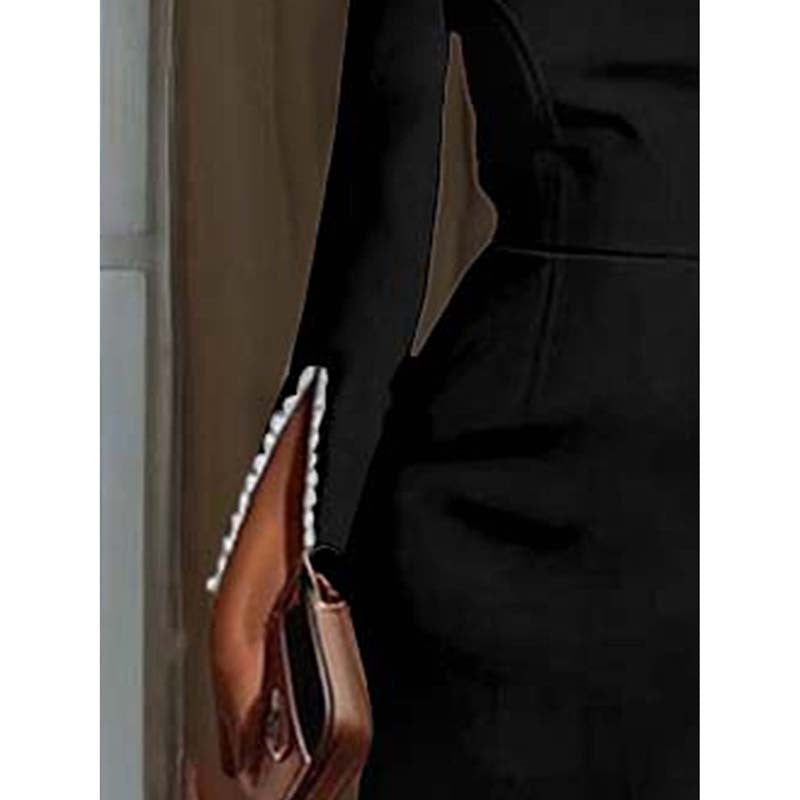 Sophisticated Pearl Accent Midi Dress